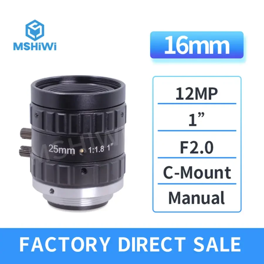 8MP C-mount F2.0 Aperture 1" 16mm-50mm Prime FA Industrial Lens - Image 4