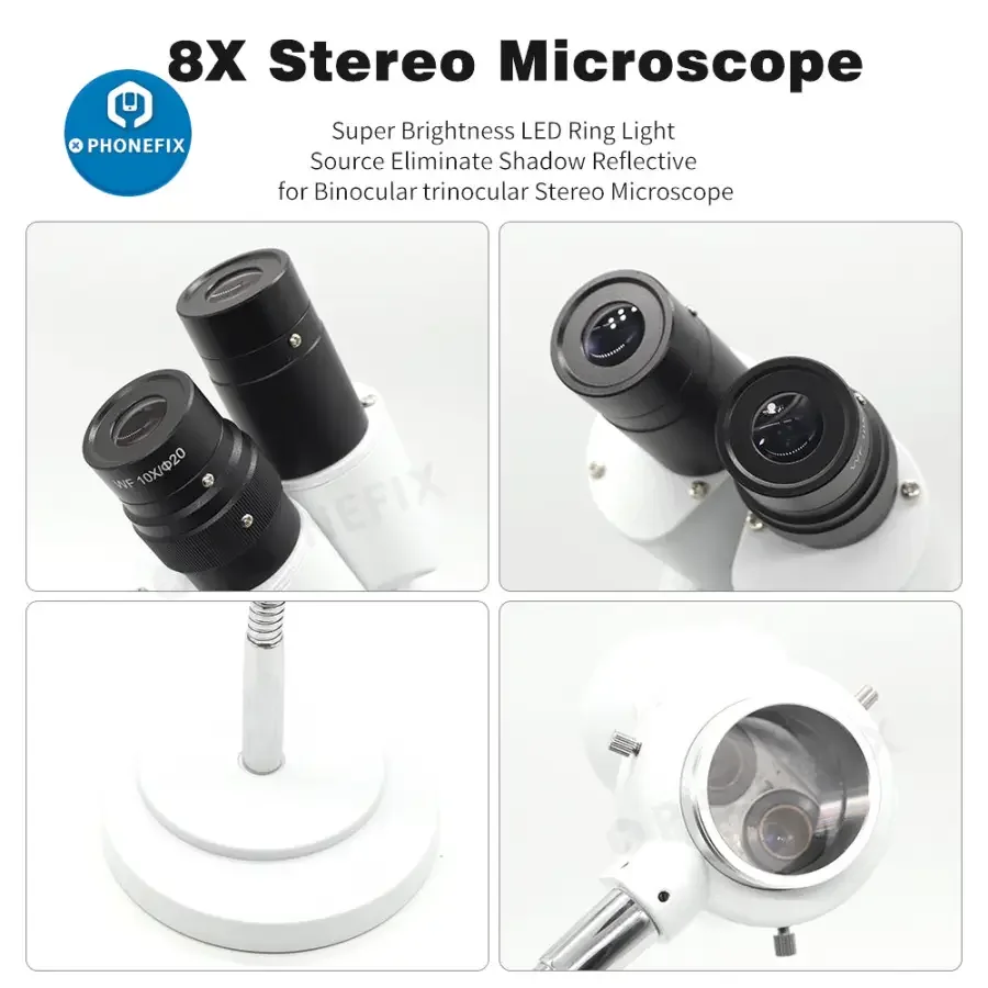 8X Dental Stereo Binocular Microscope with LED Light Adjustable Hose - Image 7