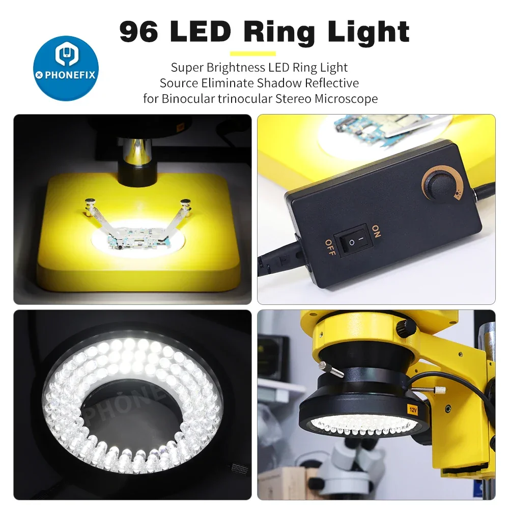 96 LEDs Microscope Ring Light Illuminator Lamp Side Light with Adapter - Image 4