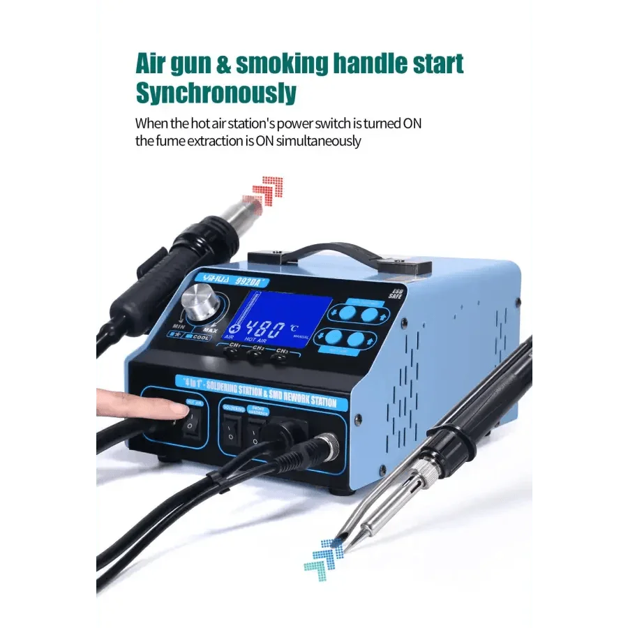 992DA+ Hot Air Welding BGA Rework Station With Solder Vacuum Pen - Image 18