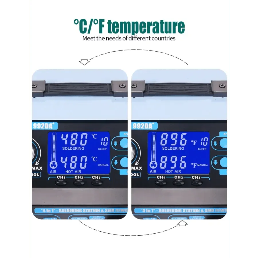 992DA+ Hot Air Welding BGA Rework Station With Solder Vacuum Pen - Image 5