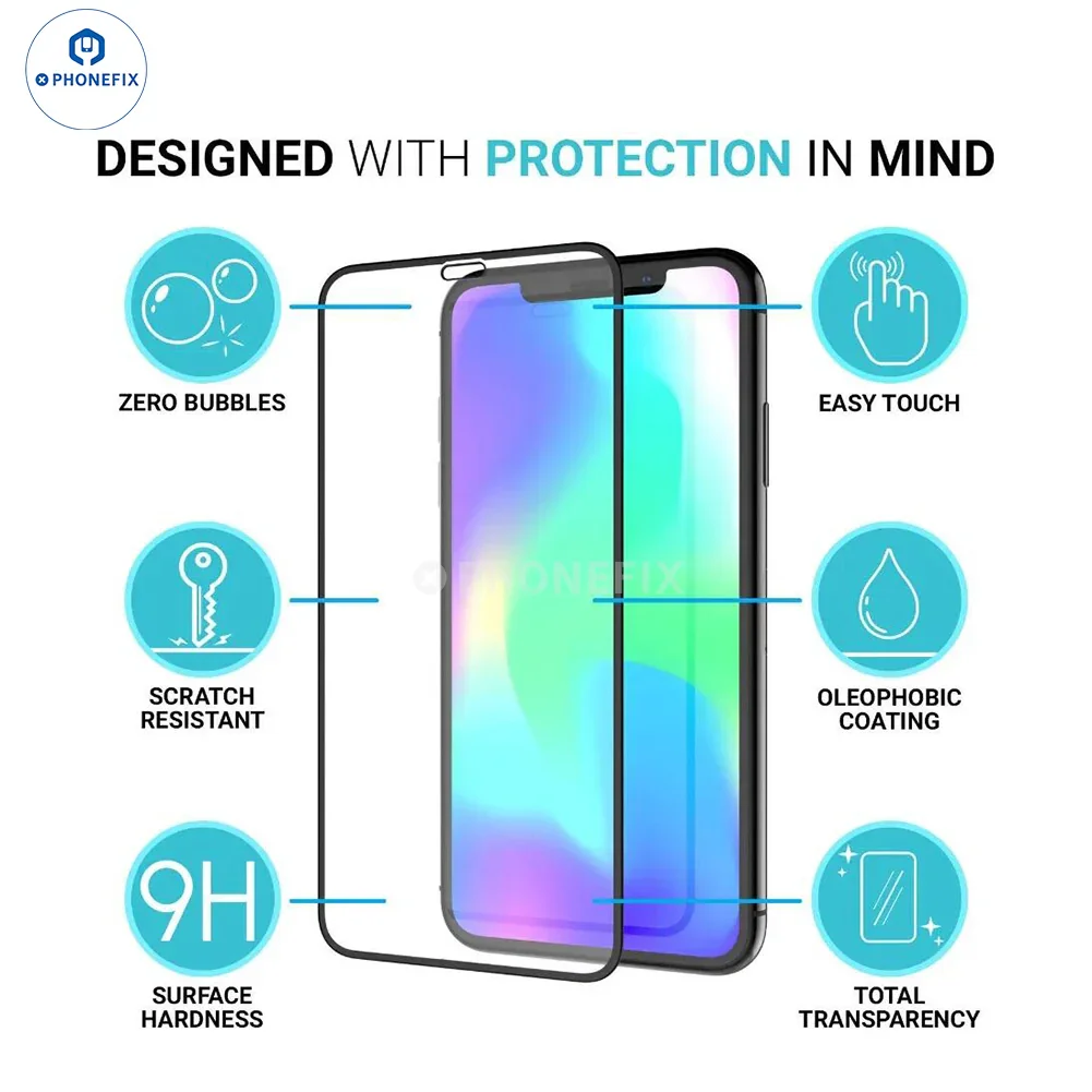 9D Curved Full Cover Tempered Glass iPhone Screen Protector Film - Image 2