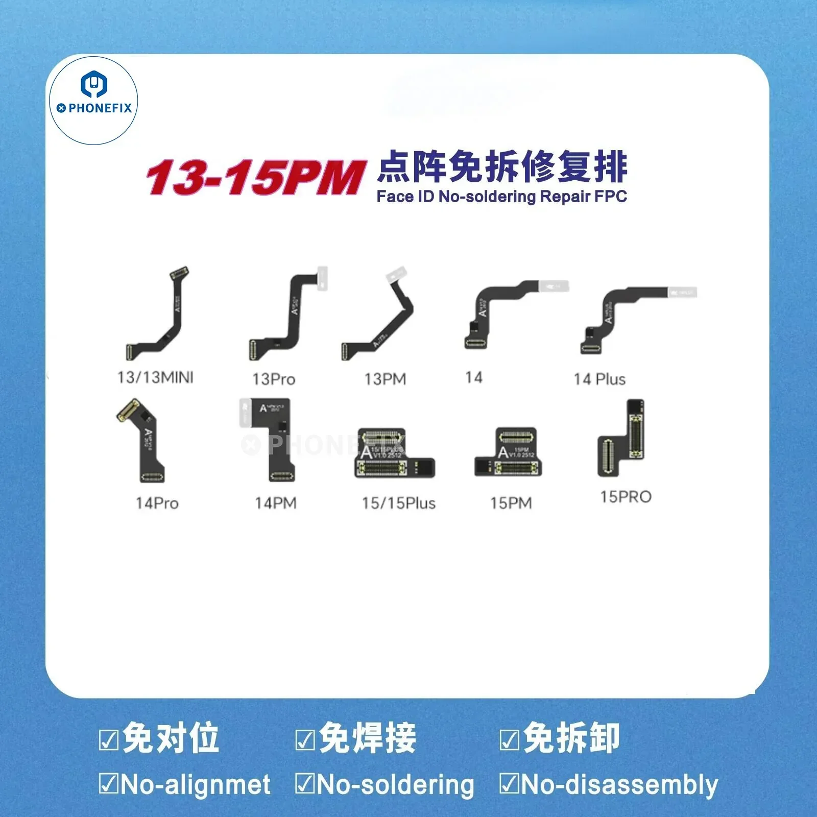 A108 Programmer with iPhone 13-16 Pro Max Face ID Tag-on Repair Cable - Image 3