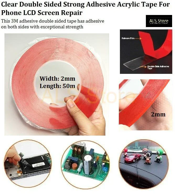 Acrylic PET Red Film Clear Double Sided Tape for Phone Screen Repair - Image 2