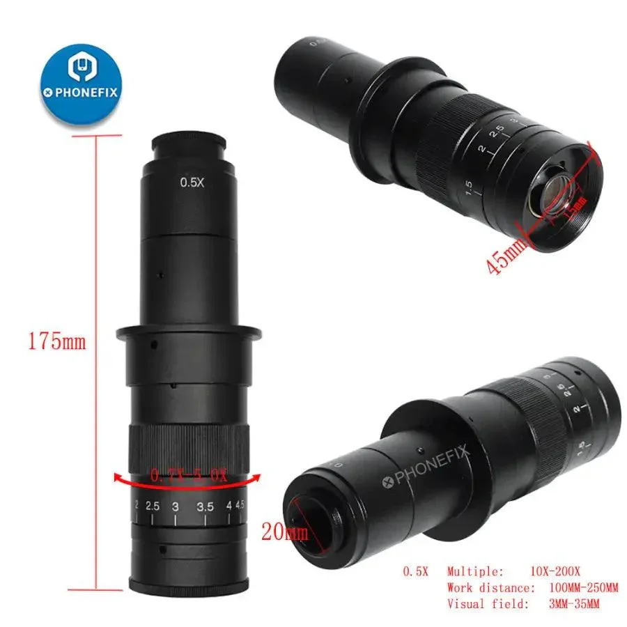 Adjustable 130X 200X 250X Zoom C-mount Lens For Microscope Camera - Image 2