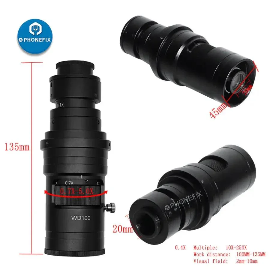 Adjustable 130X 200X 250X Zoom C-mount Lens For Microscope Camera - Image 3