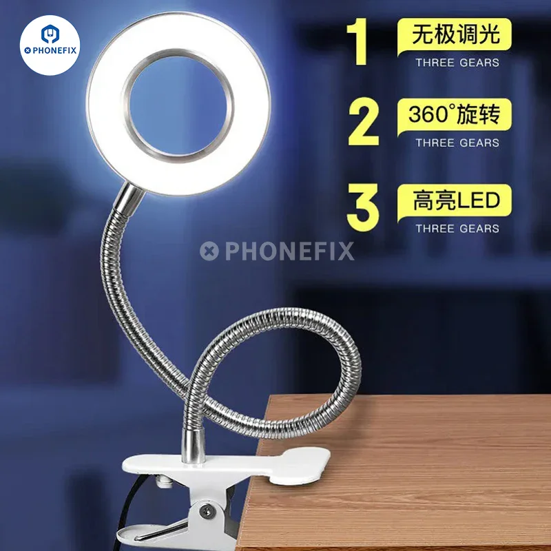 Adjustable 48 LED Eye Protection Desk Lamp Portable Clip Ring Light - Image 2