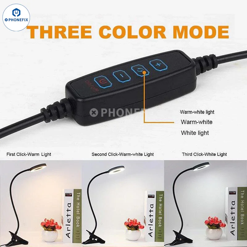 Adjustable 48 LED Eye Protection Desk Lamp Portable Clip Ring Light - Image 6