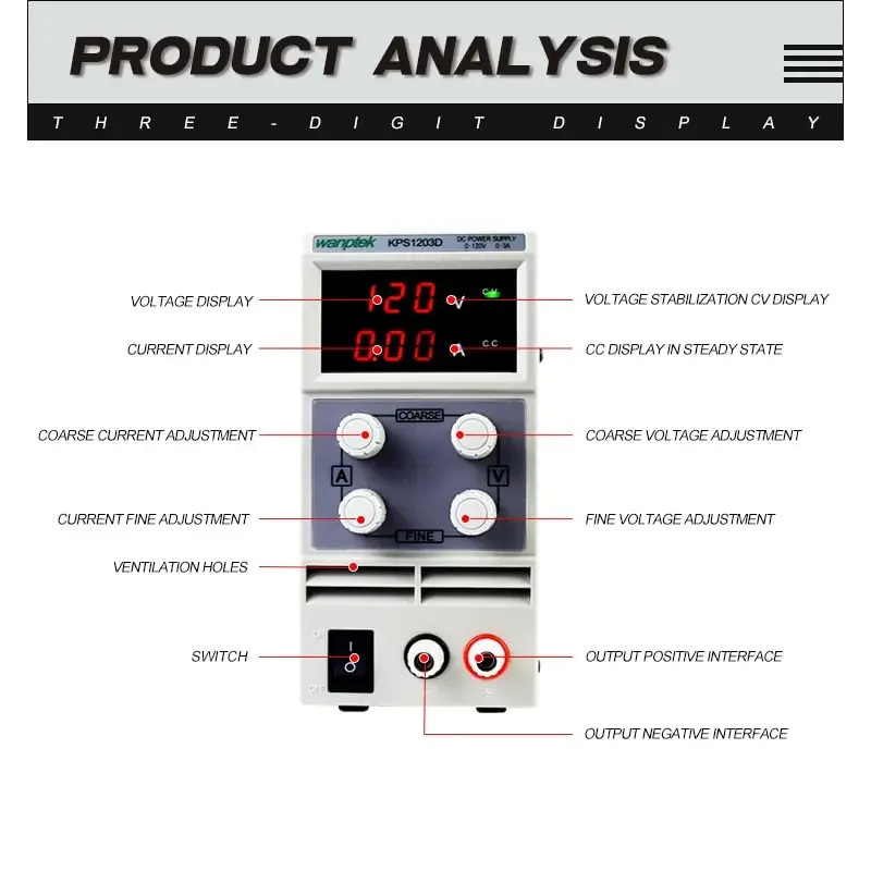 Adjustable Dual Digital Display Laboratory DC Power Supply Regulator - Image 10