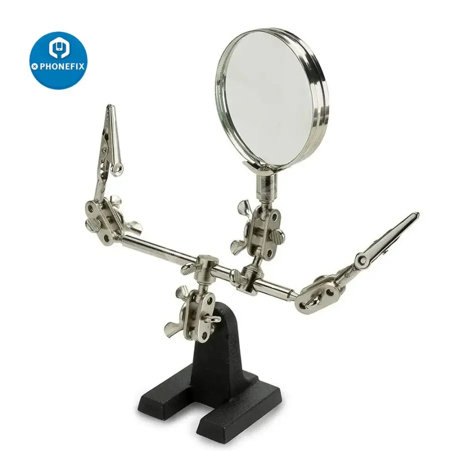 Adjustable Stand And Dual Clips With Magnifying Glass Soldering Tool
