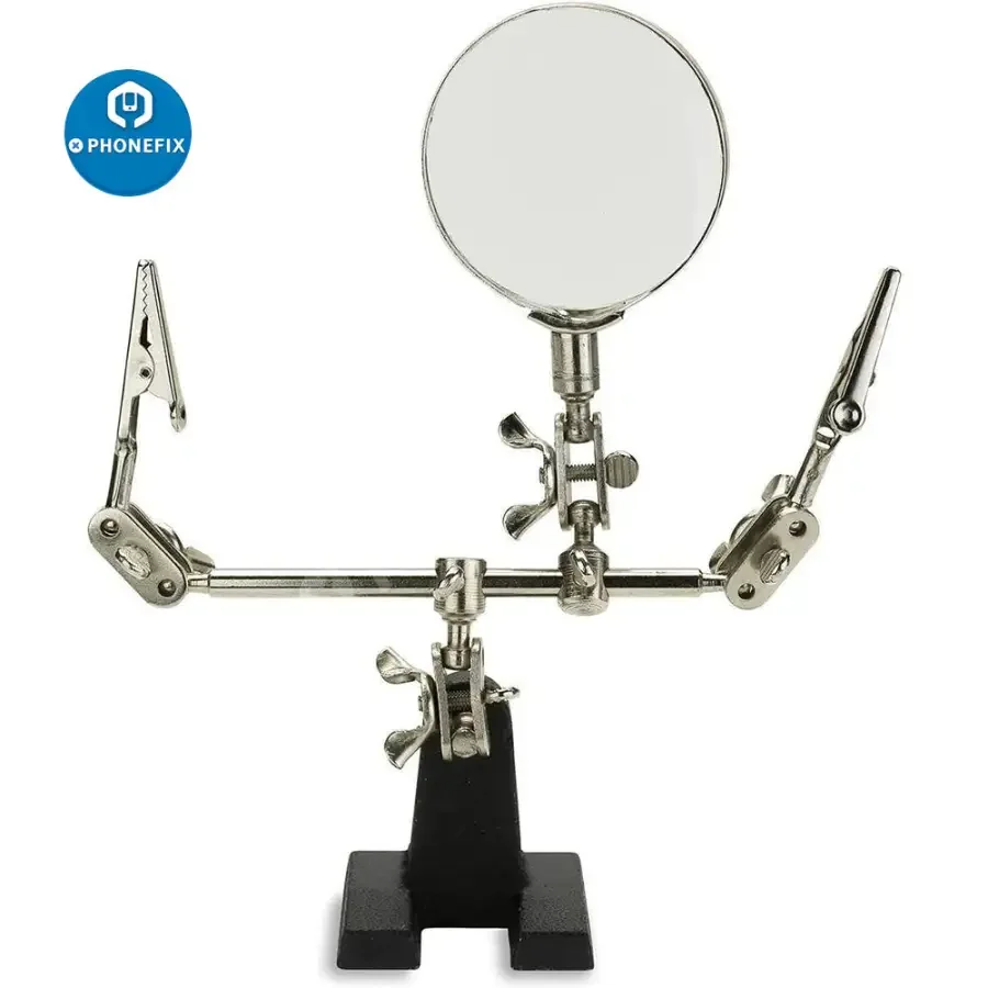 Adjustable Stand And Dual Clips With Magnifying Glass Soldering Tool - Image 2