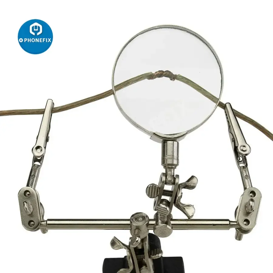 Adjustable Stand And Dual Clips With Magnifying Glass Soldering Tool - Image 4