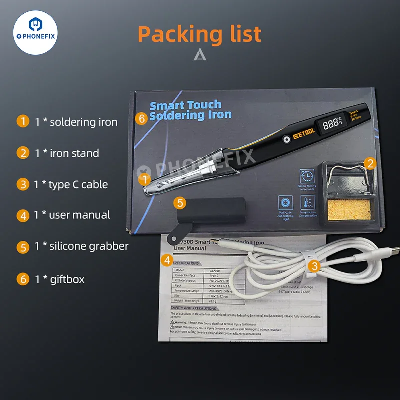 AE730D AE710D AE760D+ Portable Smart Soldering Iron - Image 10