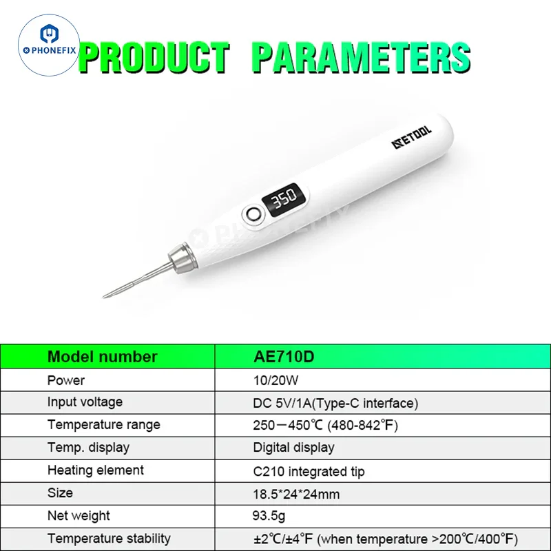 AE730D AE710D AE760D+ Portable Smart Soldering Iron - Image 7