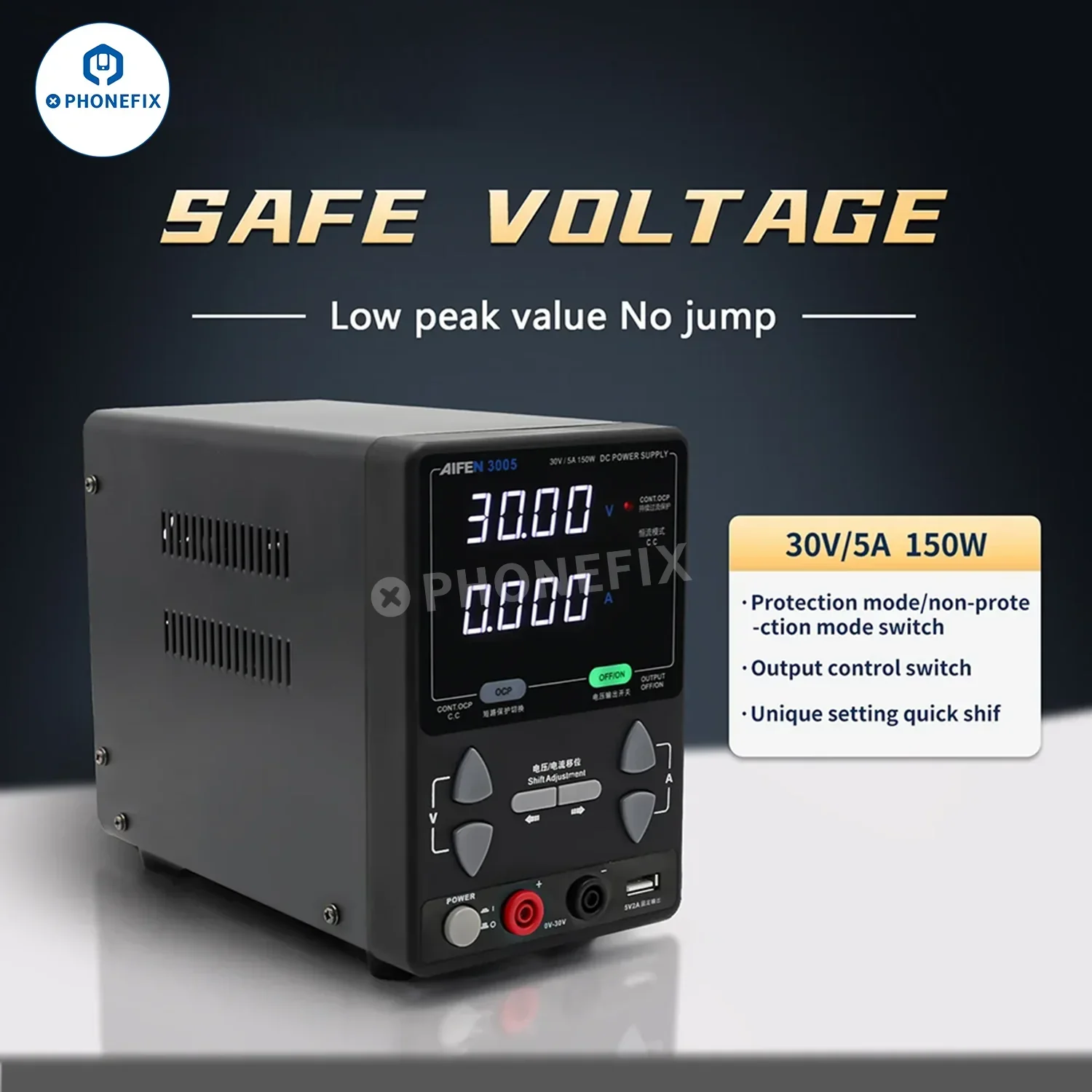 AIFEN 3005 Intelligent 150W 30V 5A DC Power Supply 4-digit Display - Image 2