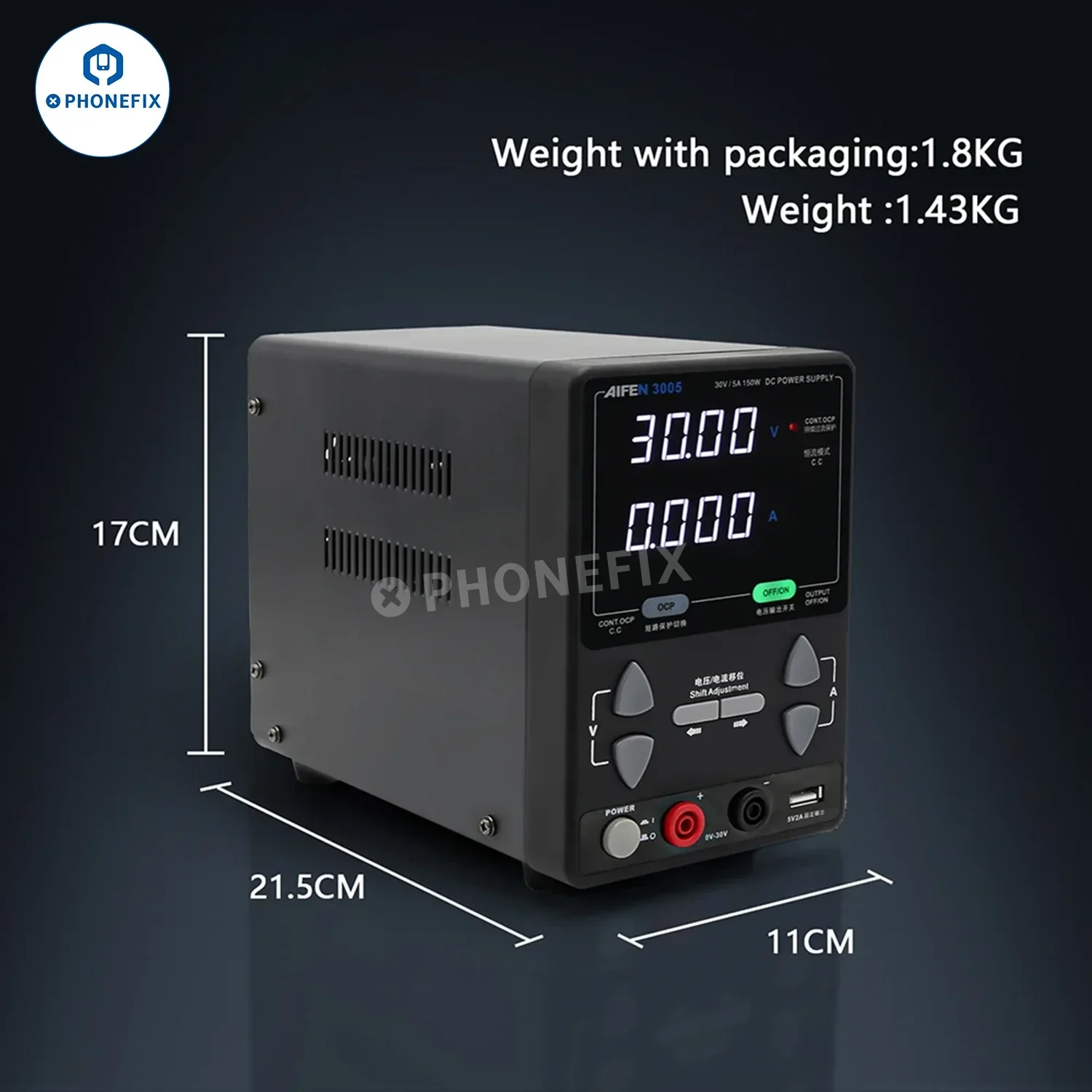 AIFEN 3005 Intelligent 150W 30V 5A DC Power Supply 4-digit Display - Image 5