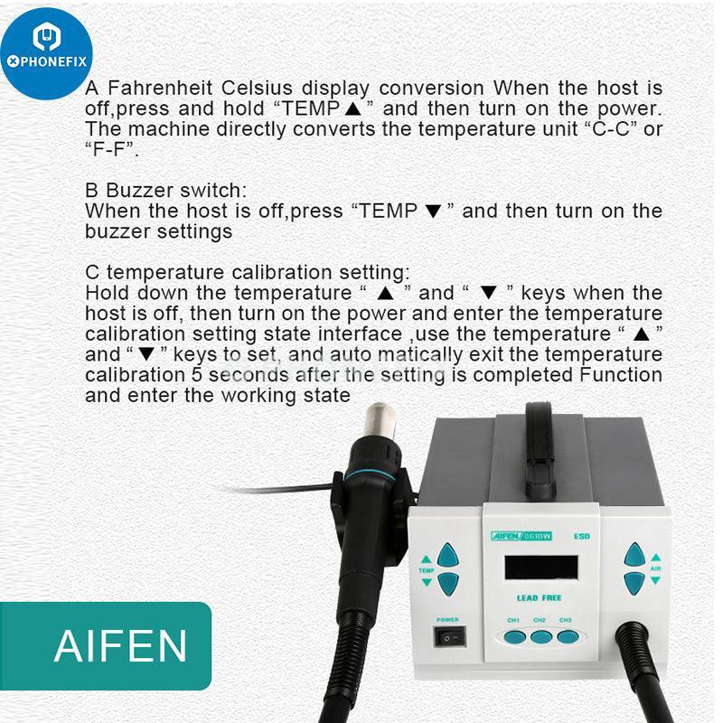 Aifen 861DW 700W Hot Air Gun BGA Rework Station With 7 Nozzles - Image 3
