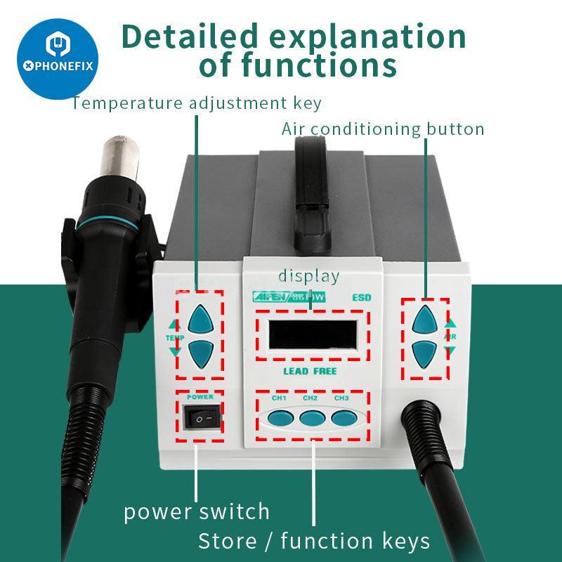 Aifen 861DW 700W Hot Air Gun BGA Rework Station With 7 Nozzles - Image 5