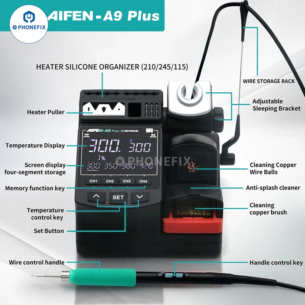 AIFEN A9 Plus Digital Display Soldering Station With T210/245/115 Handle - Image 7