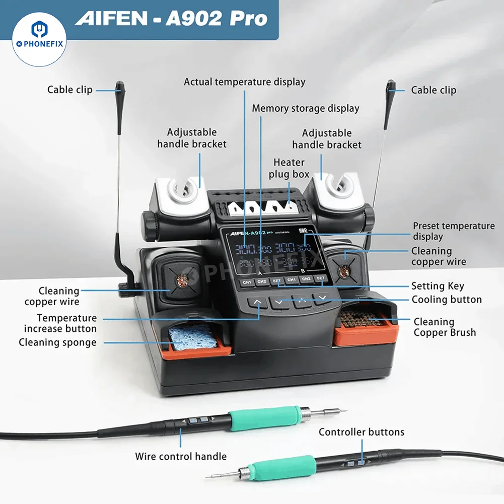 AIFEN A902 Pro Double Welding Station C210 C245 C115 Soldering Tool - Image 14