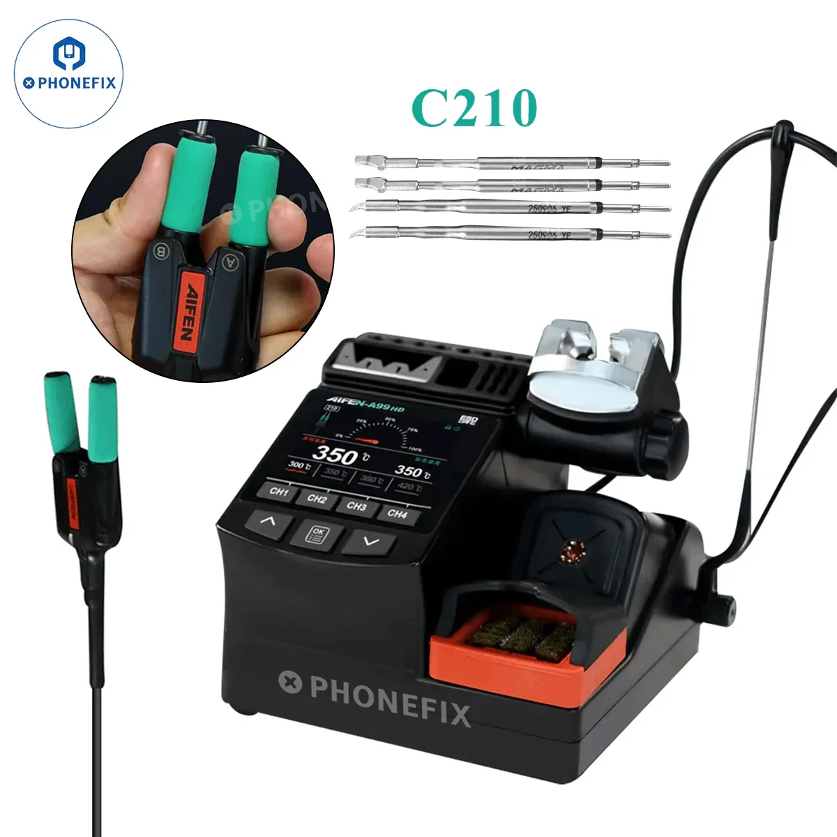 AIFEN A99 HD Soldering Station with C210 C245 Iron Electric Tweezers - Image 4