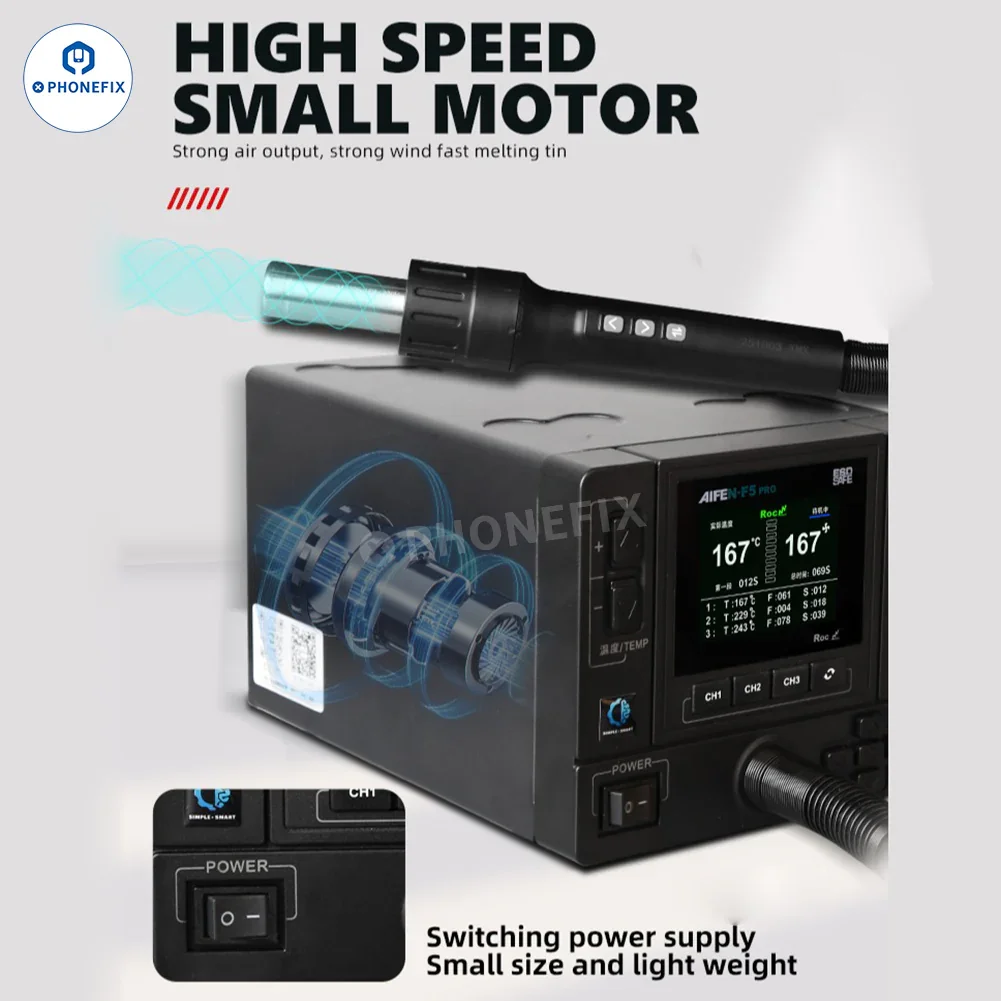 AIFEN F5 Pro Intelligent Rework Station 1000W Hot Air Gun - Image 8