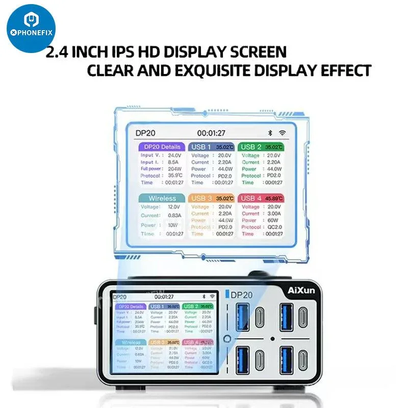 Aixun DP20 Desktop Smart Fast Charger For iPhone Android Tablet - Image 6