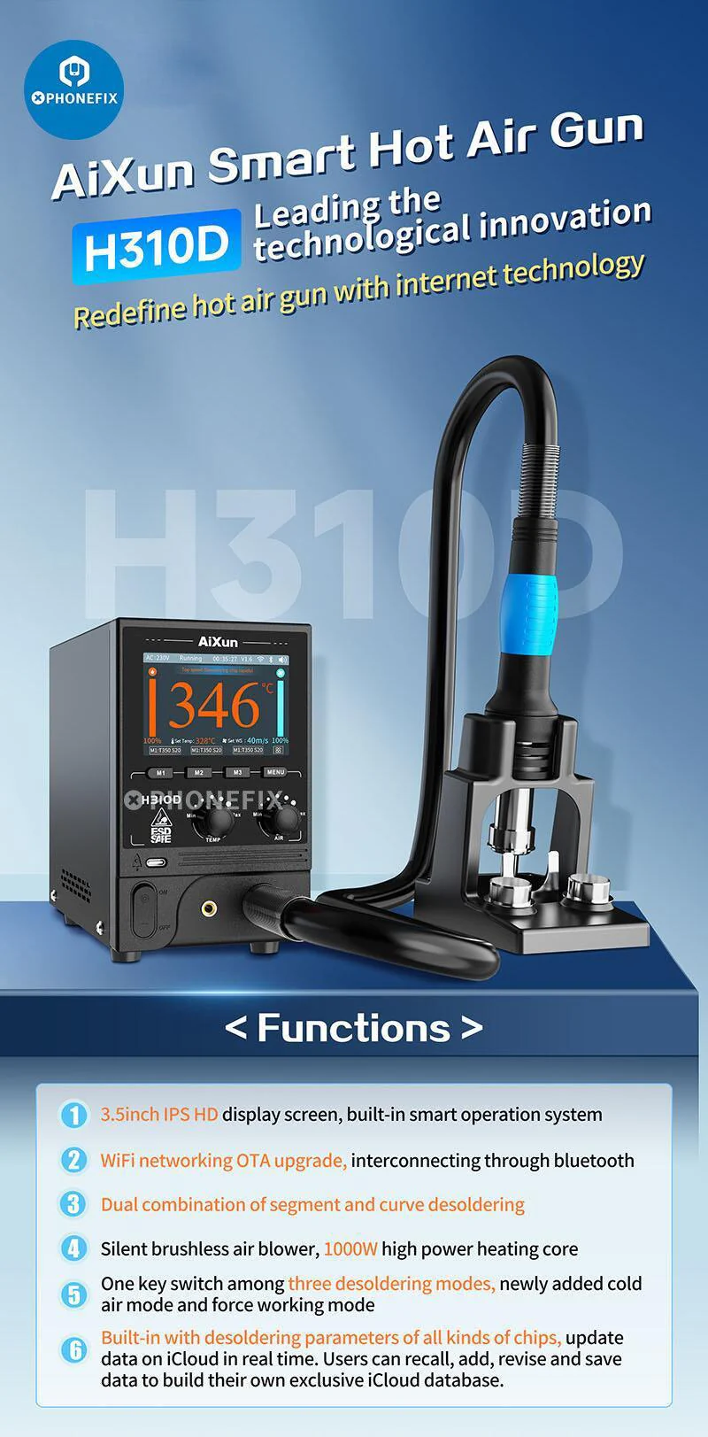 AiXun H310D Internet BGA Rework Station Smart Hot Air Gun - Image 10