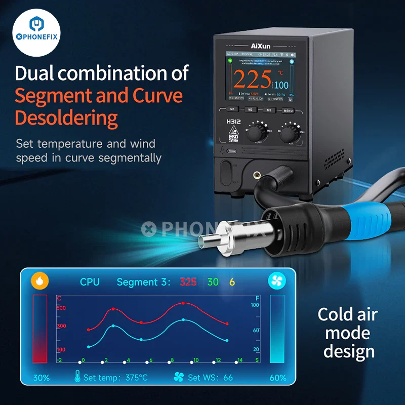 AiXun H312 1400W Smart Hot Air Gun Internet BGA Rework Station - Image 2