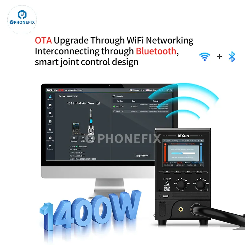 AiXun H312 1400W Smart Hot Air Gun Internet BGA Rework Station - Image 7