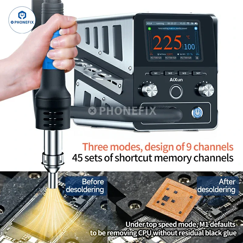 AiXun H314 1400W Hot Air Gun Intelligent Bga Rework Station - Image 3