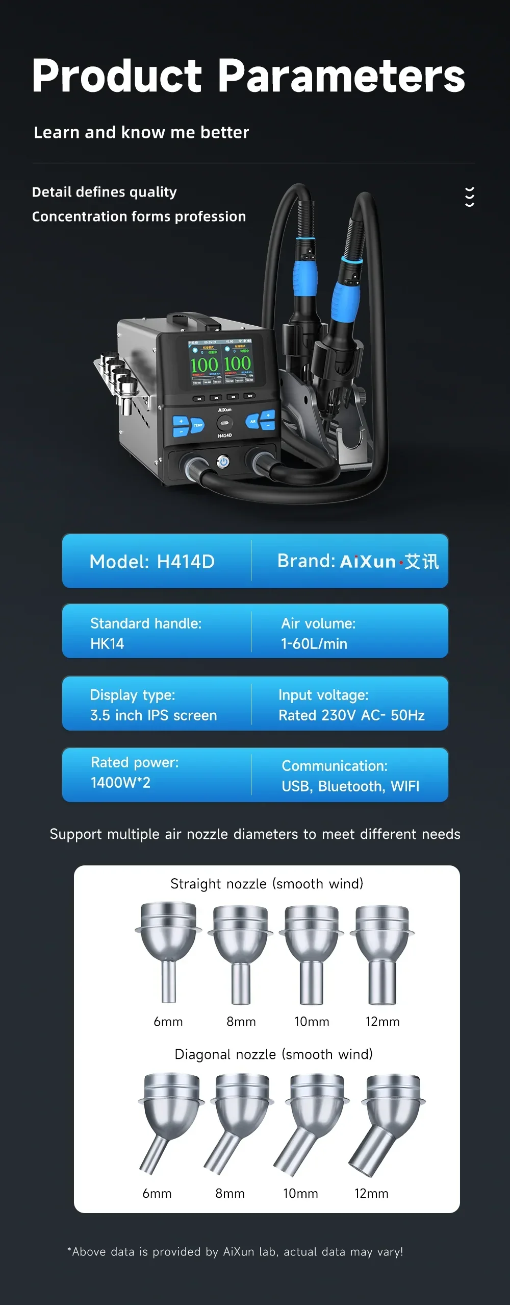 AIXUN H414D 1400W Dual Channel Hot Air Rework Station - Image 15