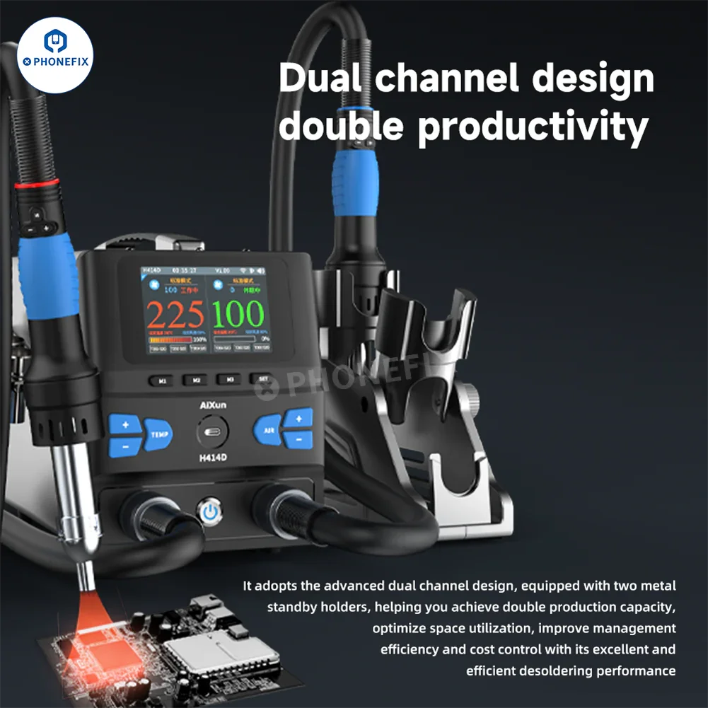 AIXUN H414D 1400W Dual Channel Hot Air Rework Station - Image 2