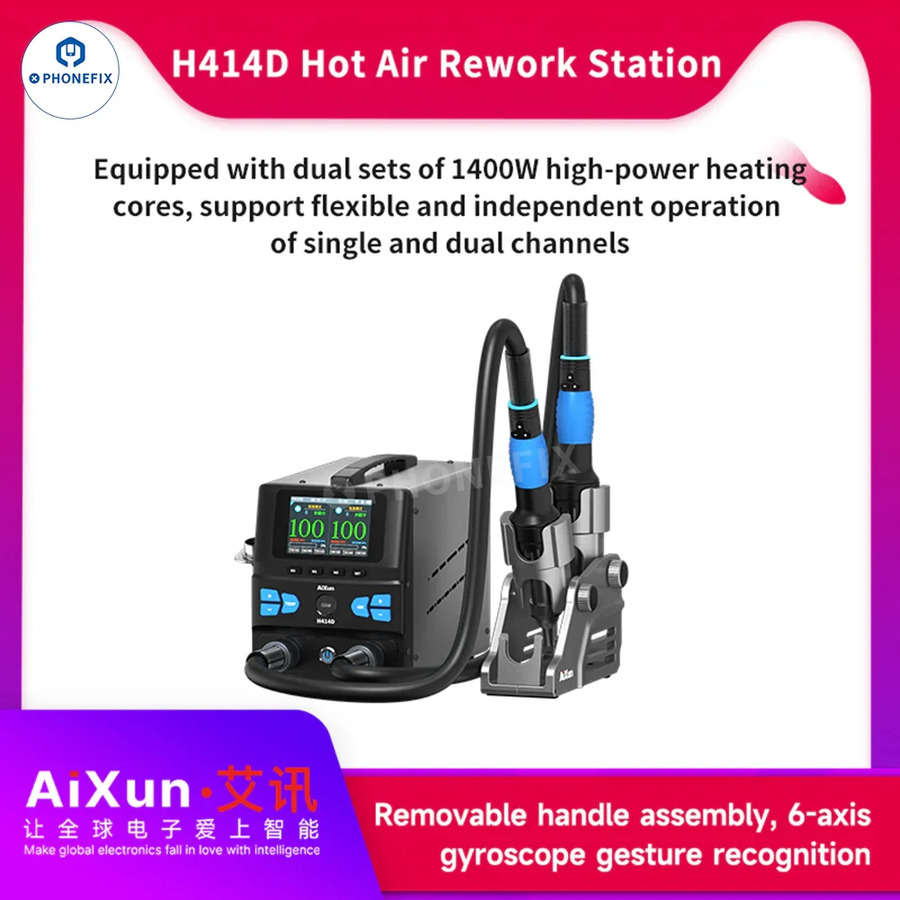 AIXUN H414D 1400W Dual Channel Hot Air Rework Station - Image 4