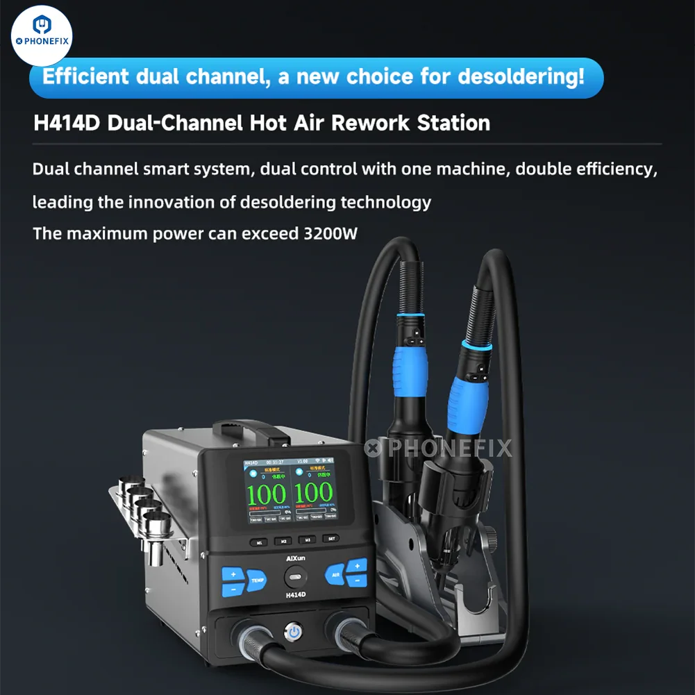 AIXUN H414D 1400W Dual Channel Hot Air Rework Station - Image 5