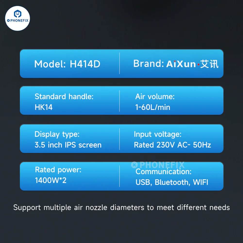 AIXUN H414D 1400W Dual Channel Hot Air Rework Station - Image 7