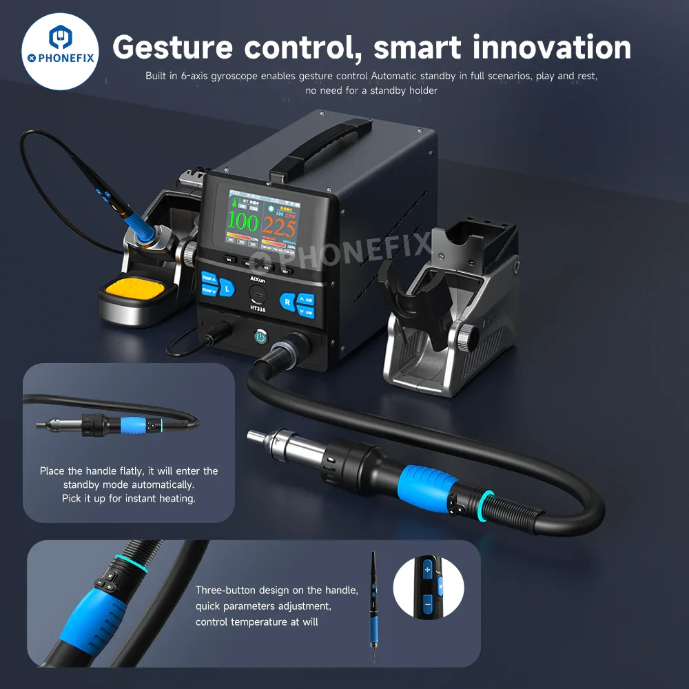 AiXun HT316 Digital Hot Air Gun Soldering Iron 2-In-1 Rework Station - Image 4
