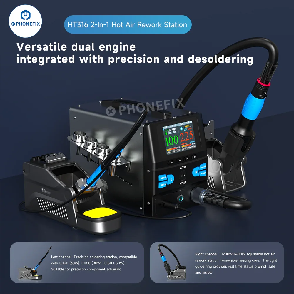 AiXun HT316 Digital Hot Air Gun Soldering Iron 2-In-1 Rework Station - Image 5