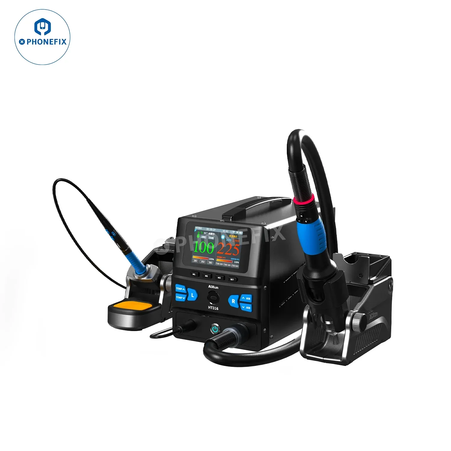 AiXun HT316 Digital Hot Air Gun Soldering Iron 2-In-1 Rework Station - Image 6