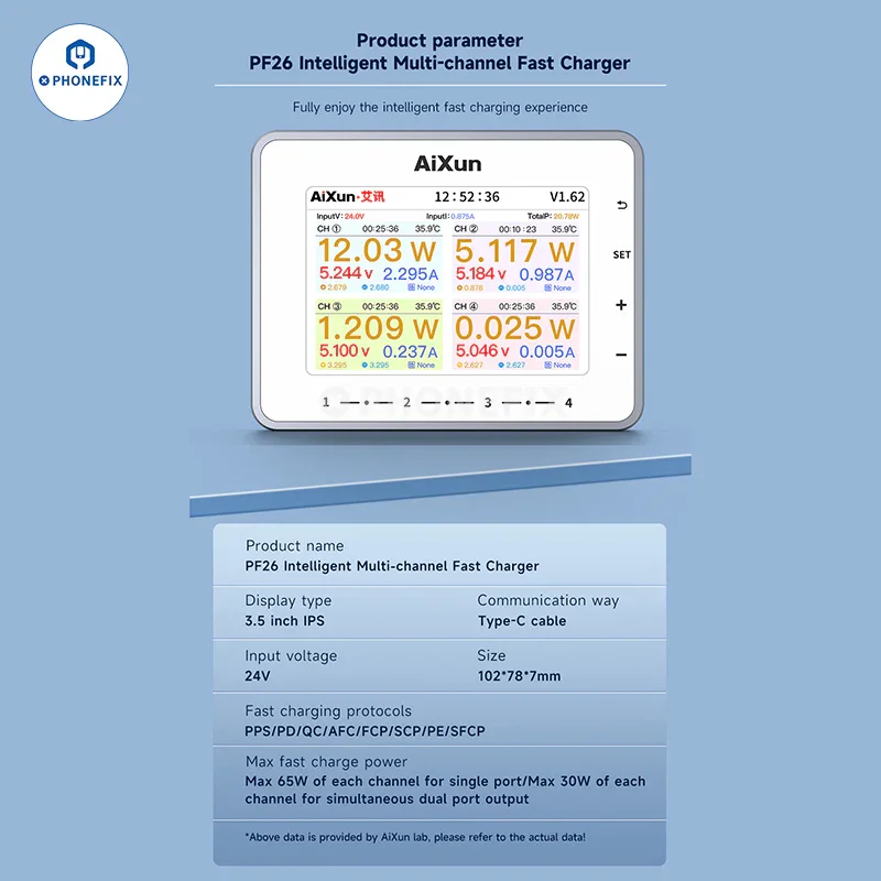 AiXun PF26 Smart Fast Charger Multi-channel 8 Ports Charging Station - Image 8