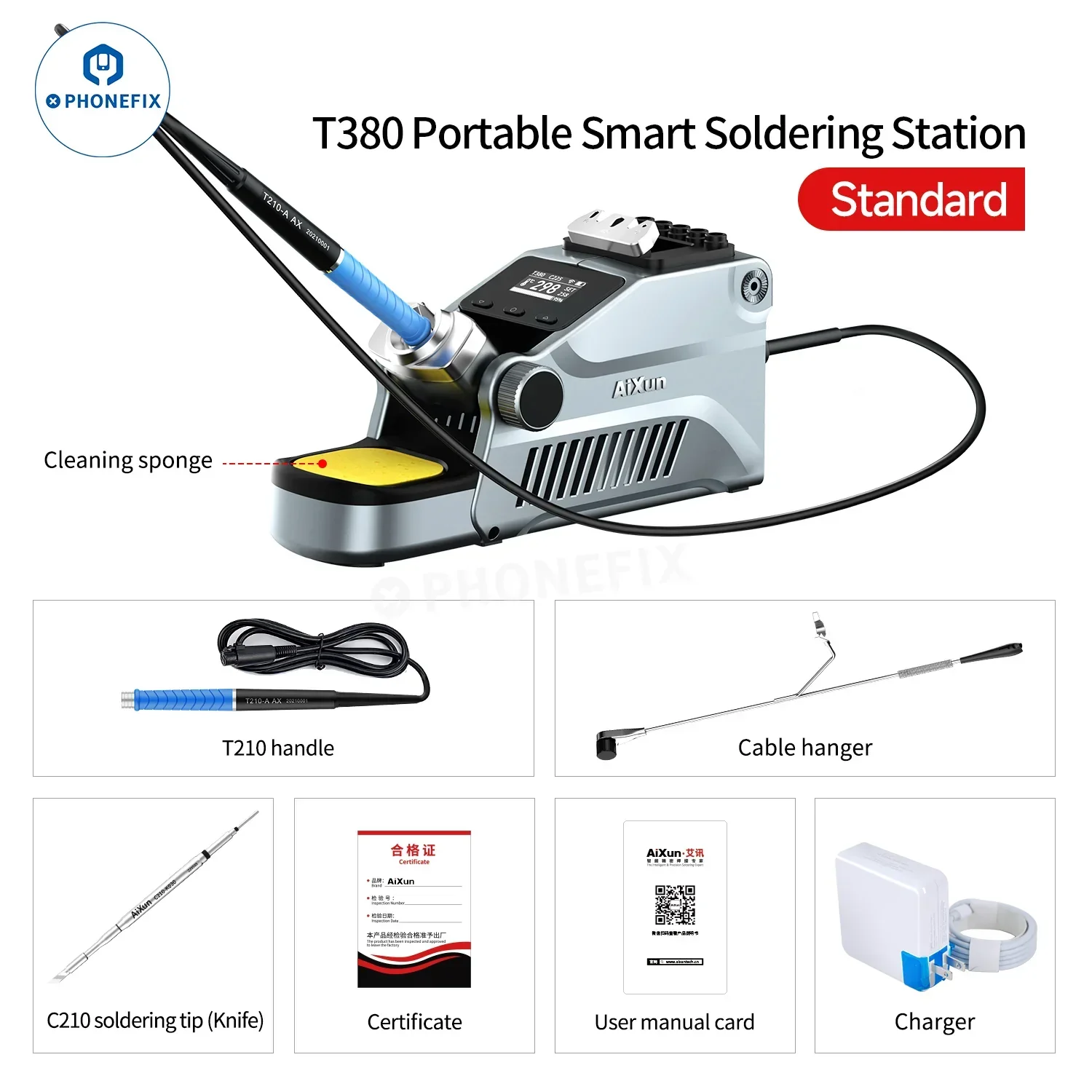 AIXUN T380 Portable Soldering Station Supports C210 C115 Iron Tips - Image 3