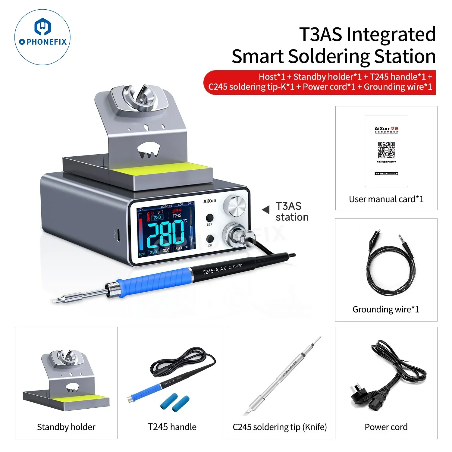 AIXUN T3A Intelligent Soldering Station With T245 Handle - Image 2