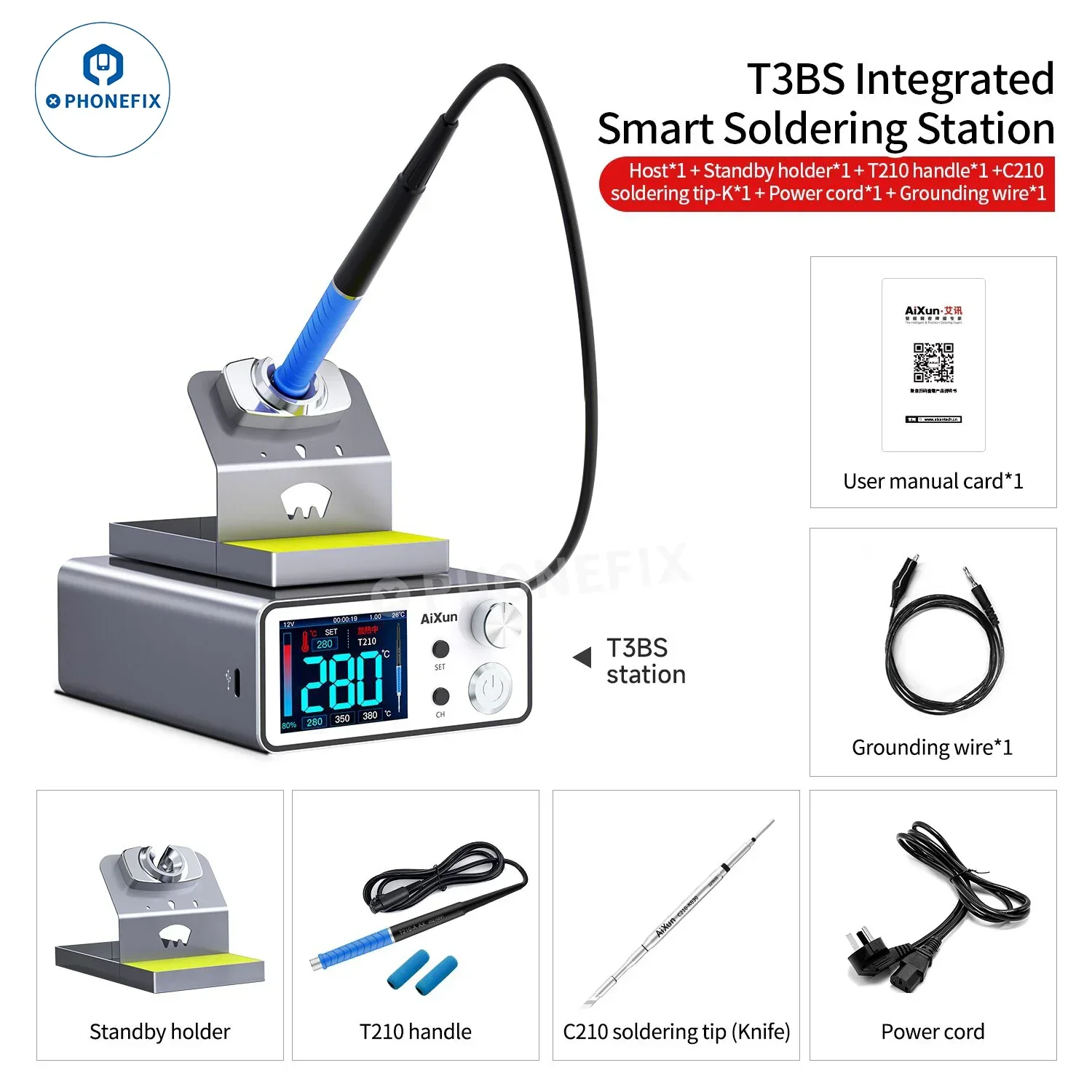 Aixun T3B Intelligent Soldering Station With T210/115 Handle Welding Tips - Image 4