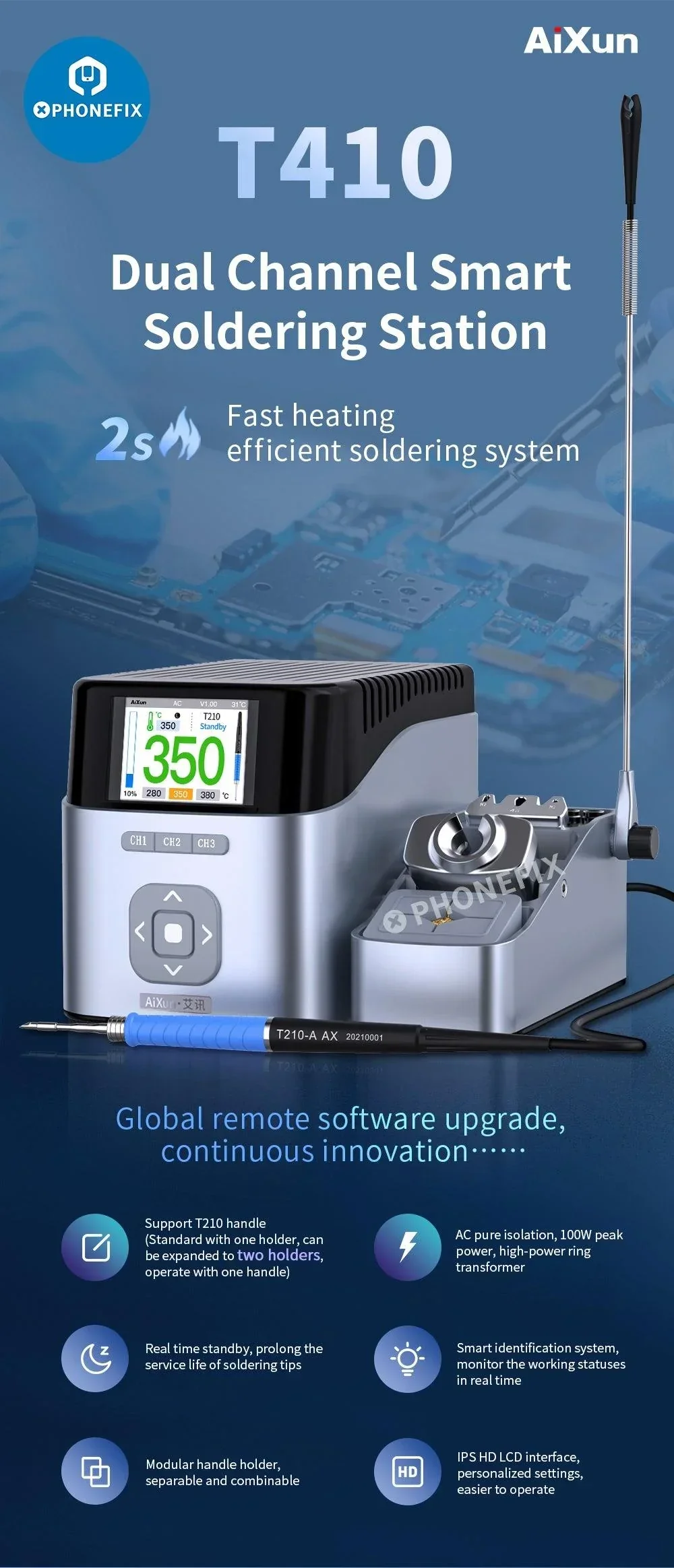 Aixun T410 T435 T405 Dual Channel Intelligent BGA Soldering Station - Image 7