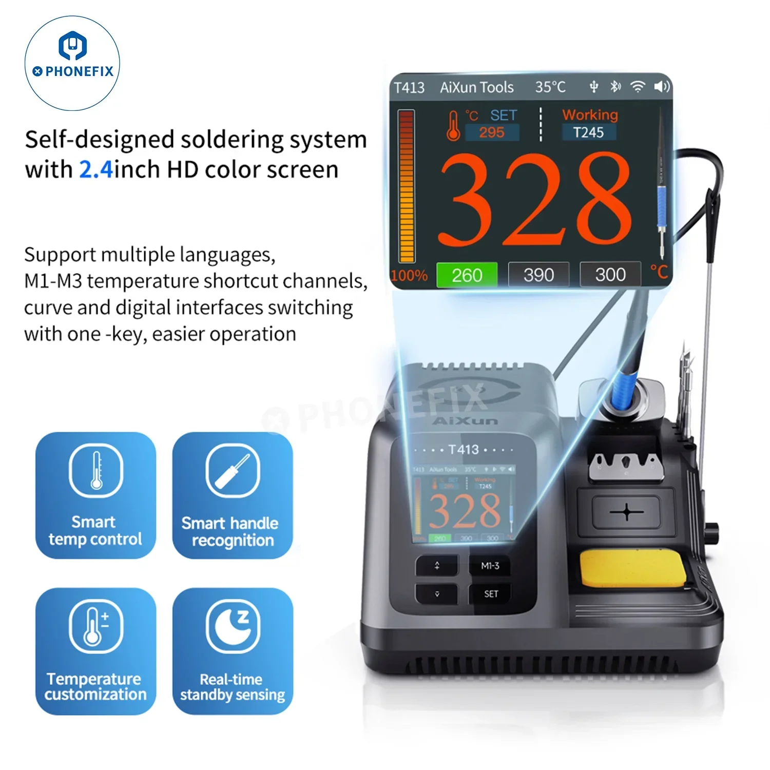 AIXUN T413 Integrated Soldering Station With T245/T225 Handle - Image 5