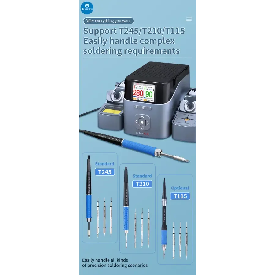 AIXUN T420D Dual Channel Soldering Station With T245 T210 T115 Handle - Image 10
