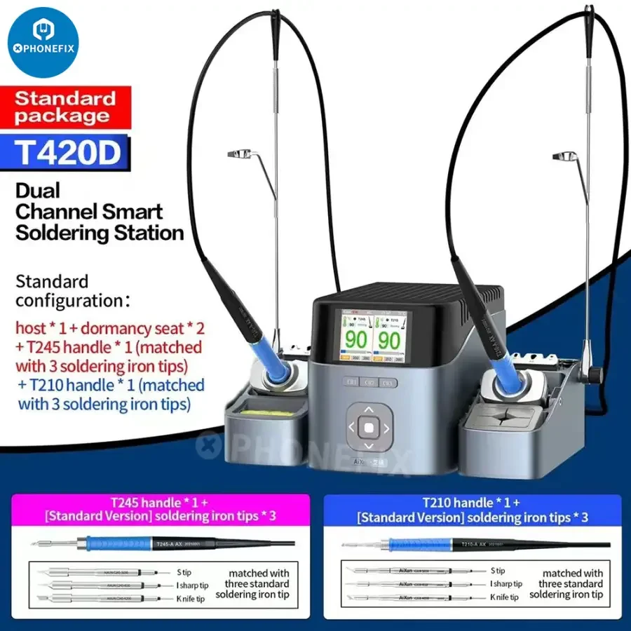 AIXUN T420D Dual Channel Soldering Station With T245 T210 T115 Handle - Image 5