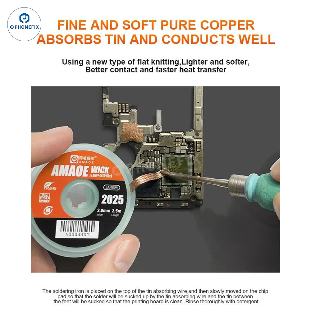 Amaoe BGA Desoldering Solder Wick PCB Tin Solder Sucking Wire - Image 2
