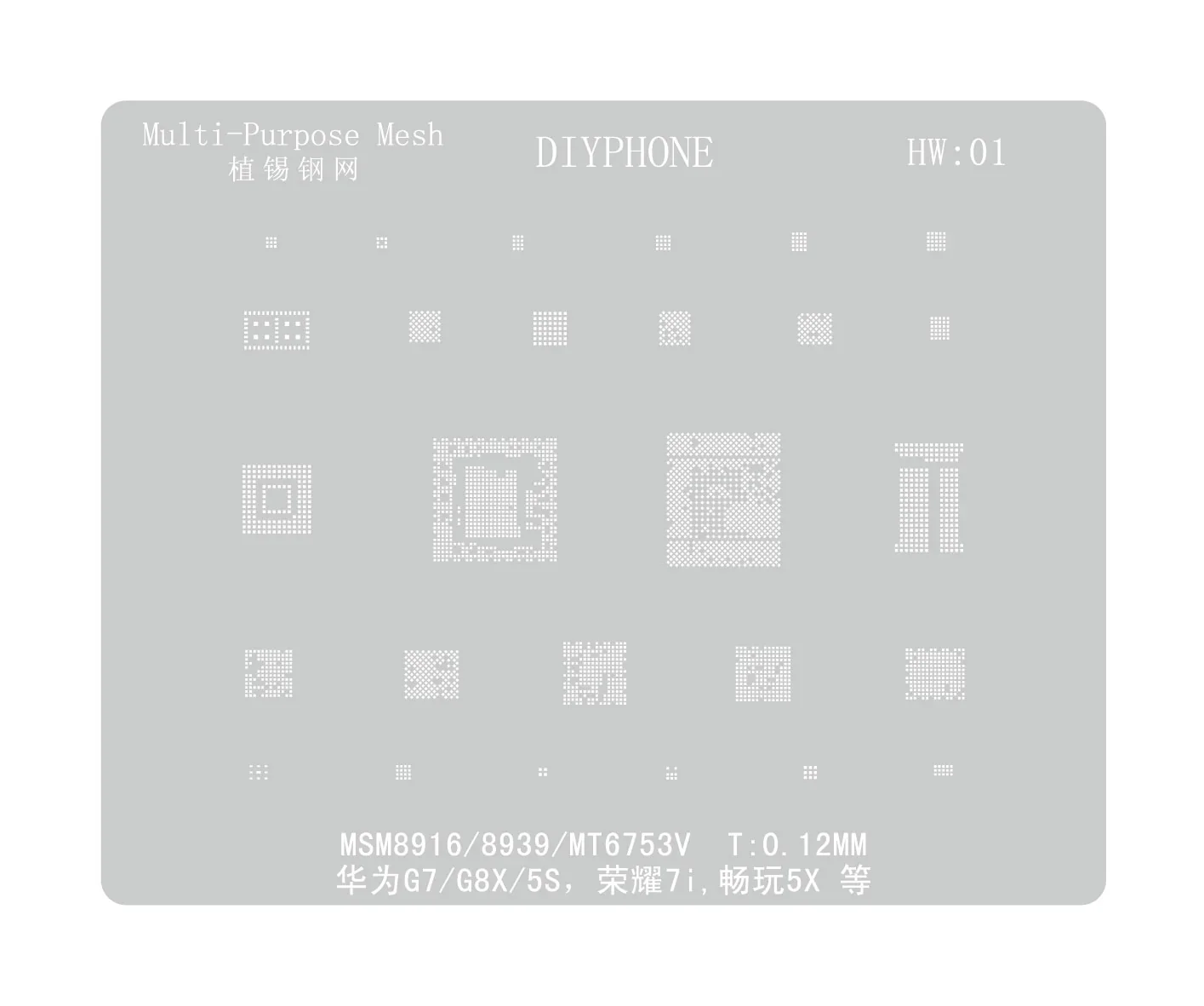 Amaoe BGA Reballing Stencil For Huawei CPU RAM WIFI IC HW1-HW19 - Image 23