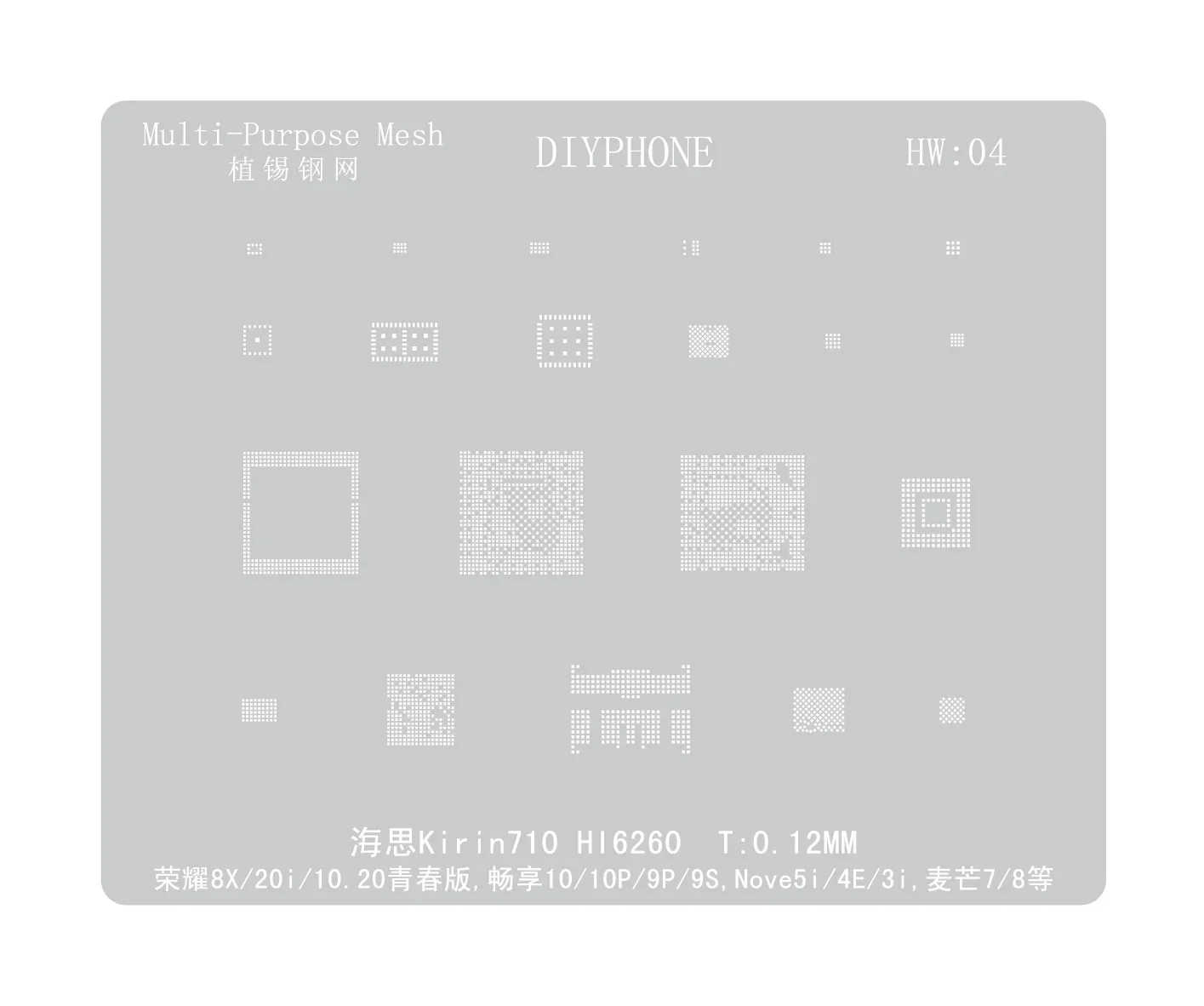 Amaoe BGA Reballing Stencil For Huawei CPU RAM WIFI IC HW1-HW19 - Image 26